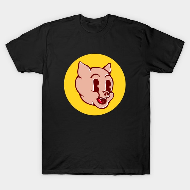 Pink Piggy The Meaty Logo Design T-Shirt by Al-loony